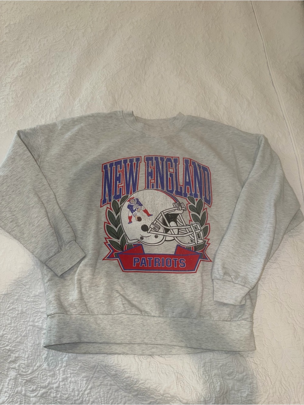 New England Patriots Grey Crewneck Sweatshirt - Team Graphic